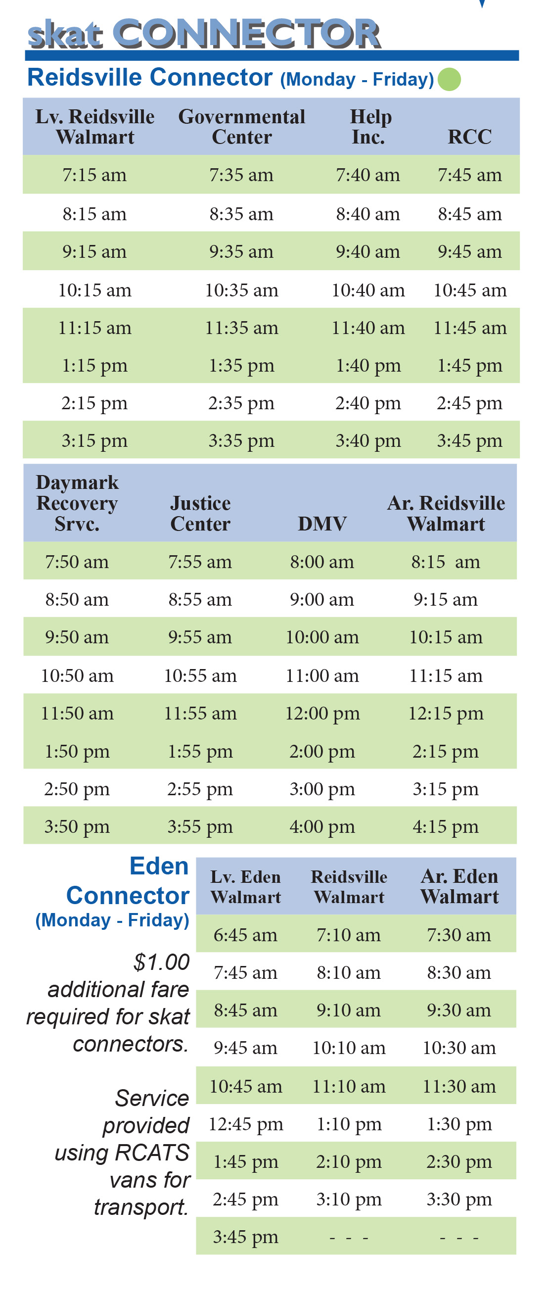 Reidsville Connector Schedule